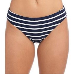 New La Blanca Navy Blue White Striped Reversible Bikini Bottoms 16
